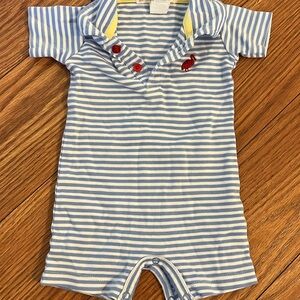 Blue and White Striped Baby Romper